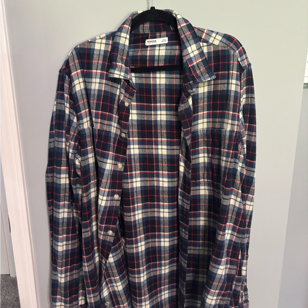 Sonoma Blue and Red Lightweight Shirt Jacket